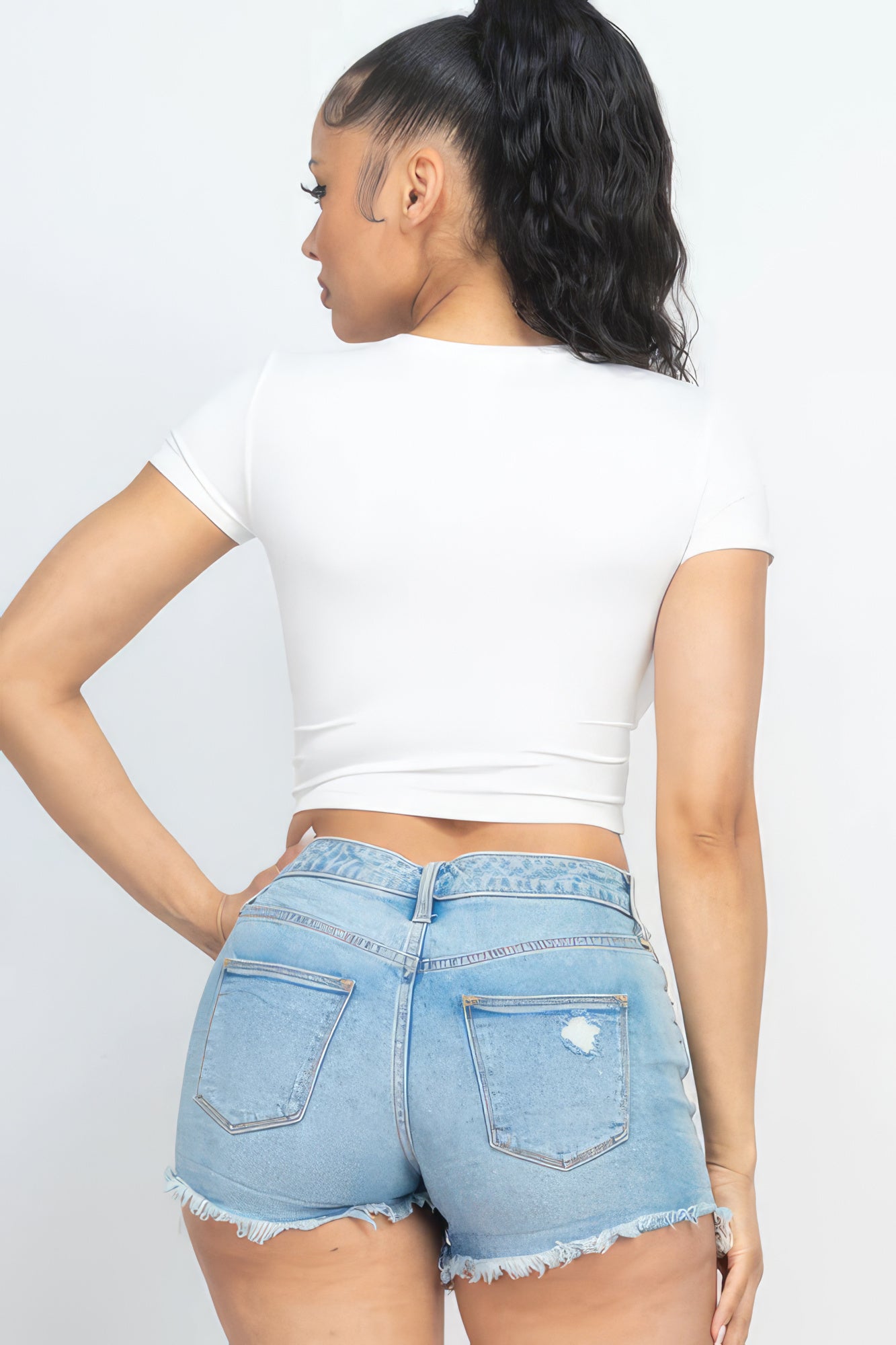 Short Sleeve Roundneck Crop Top - Supreme Deals