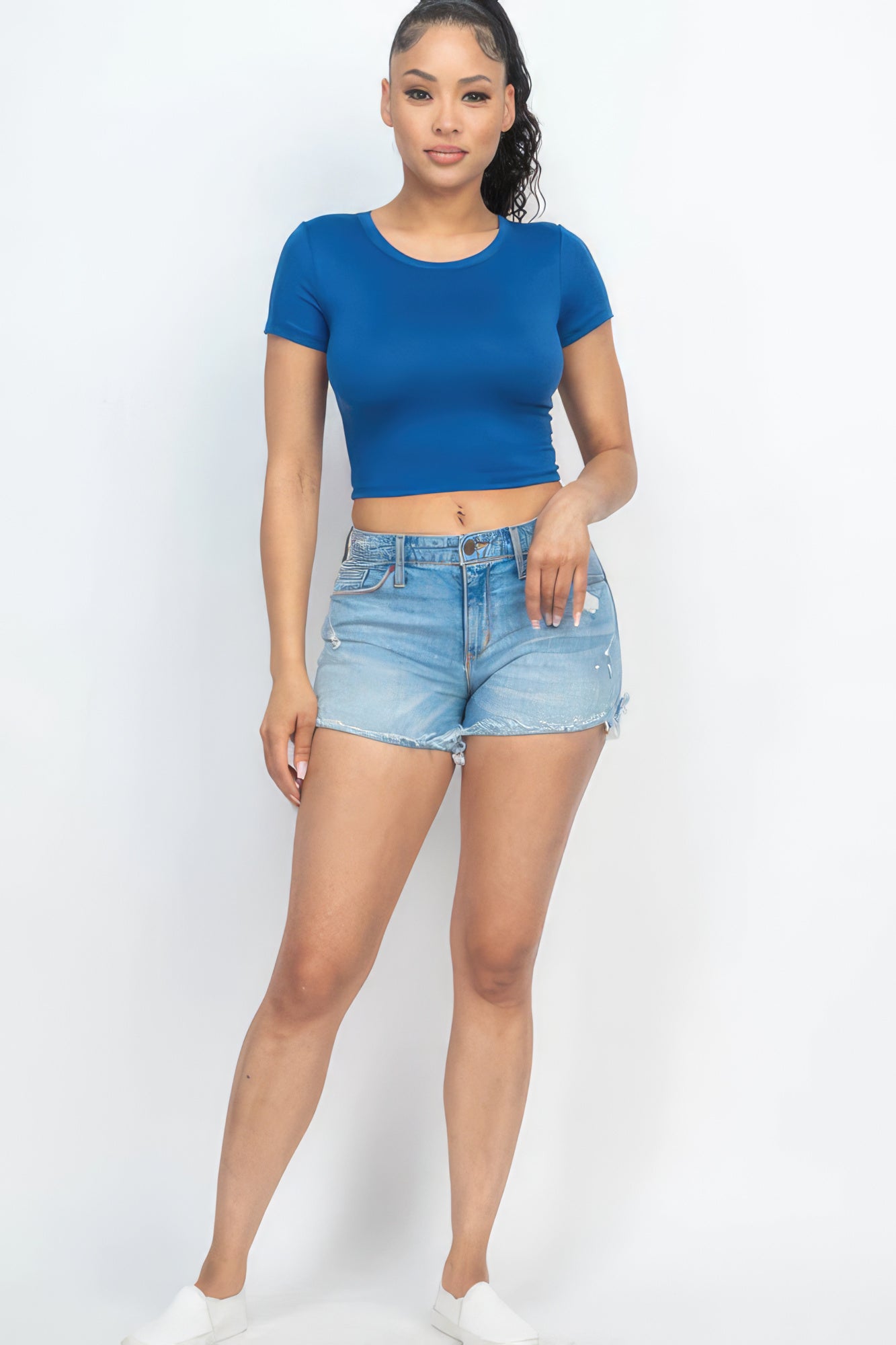 Short Sleeve Roundneck Crop Top - Supreme Deals