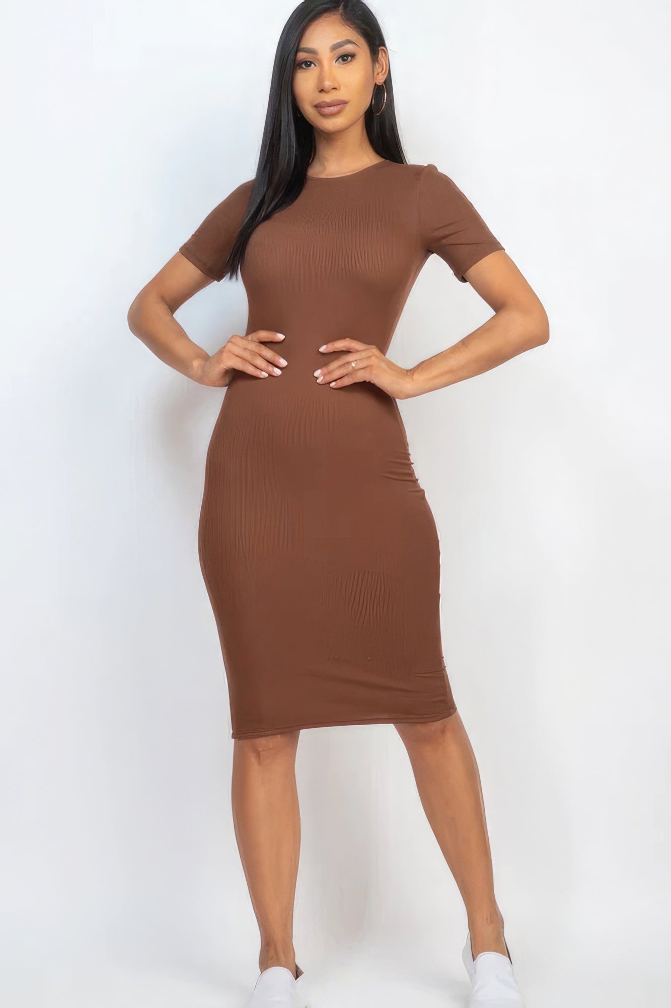 Ribbed Bodycon Midi Dress - Supreme Deals