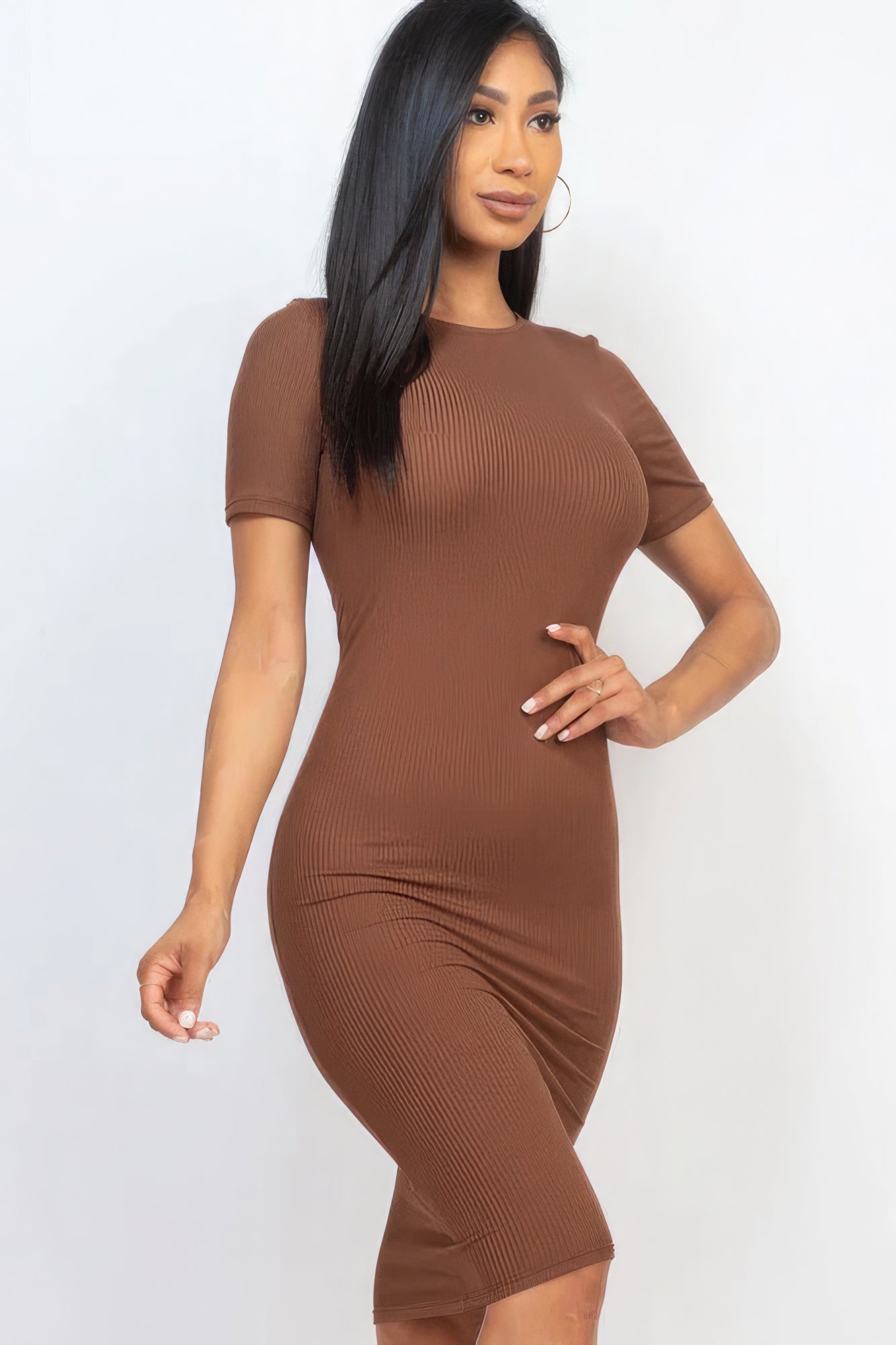 Ribbed Bodycon Midi Dress - Supreme Deals