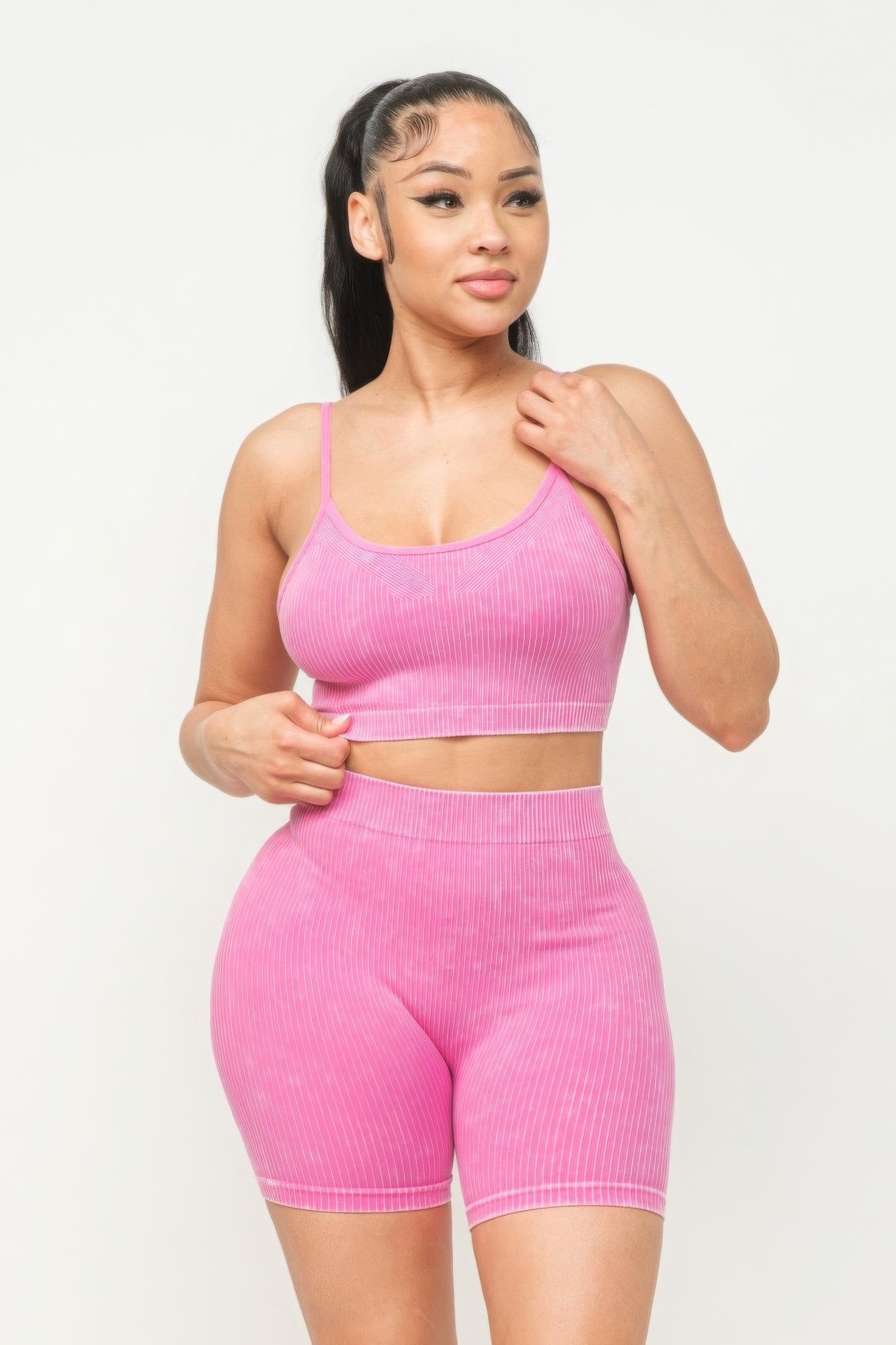 Washed Seamless Basic Tank Top And Shorts Set - Supreme Deals