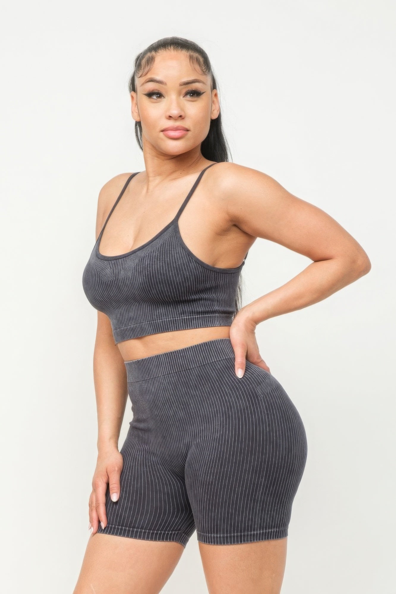 Washed Seamless Basic Tank Top And Shorts Set - Supreme Deals